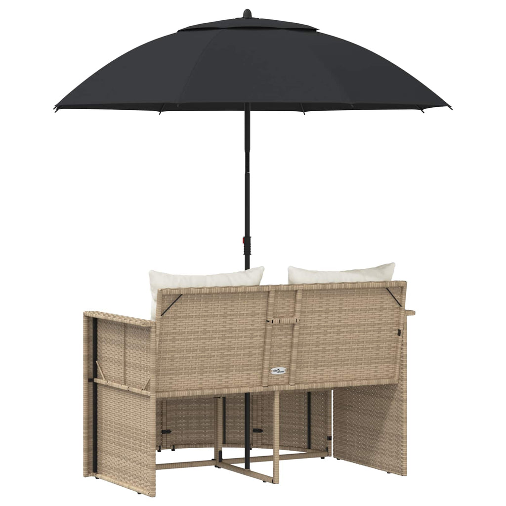 Canapé de jardin 8 pc - Polyrotin Beige et blanc crème