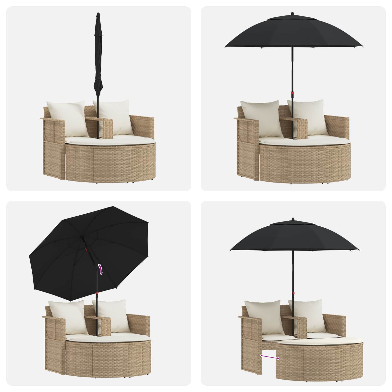 Canapé de jardin 8 pc - Polyrotin Beige et blanc crème