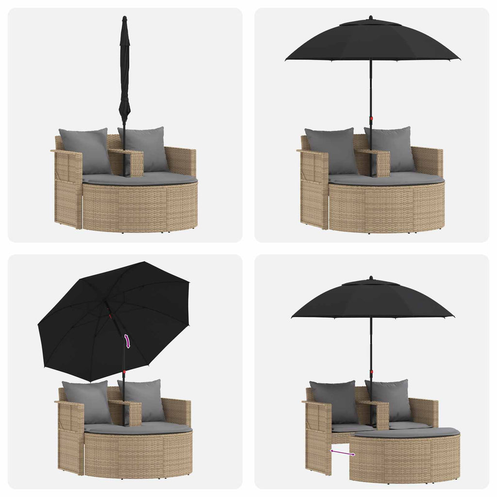 Canapé de jardin 8 pc - Polyrotin Beige et gris clair