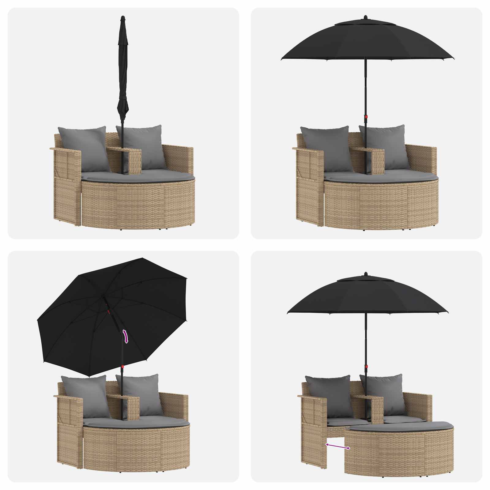 Canapé de jardin 8 pc - Polyrotin Beige et gris clair