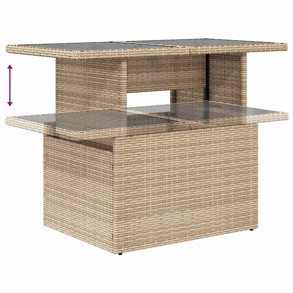 Ensemble de canapé de jardin 9 pc - Beige et crème Polyrotin