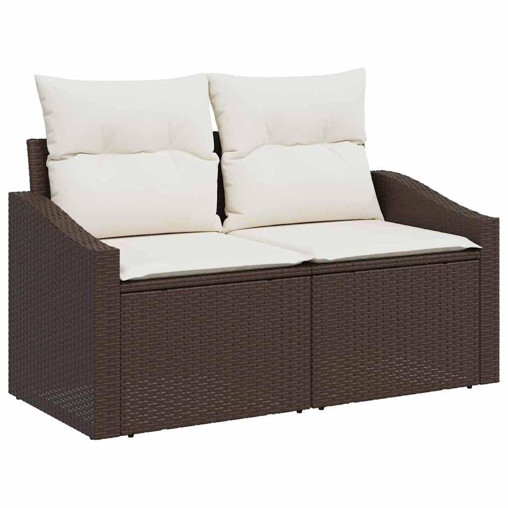 Ensemble de canapé de jardin 9 pc - Marron et crème Polyrotin