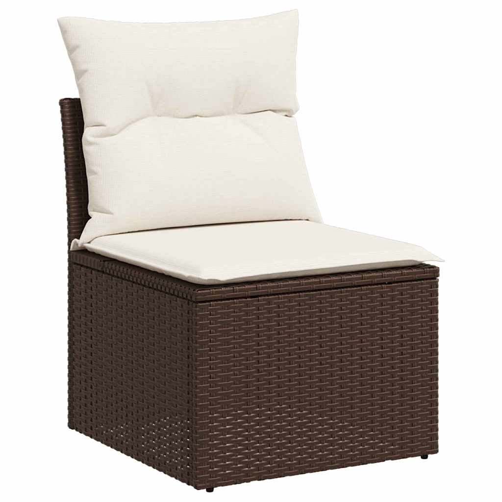 Ensemble de canapé de jardin 9 pc - Marron et crème Polyrotin
