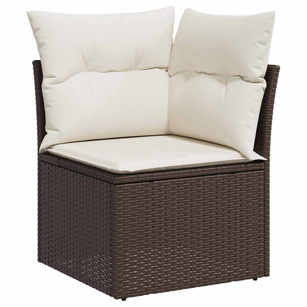 Ensemble de canapé de jardin 9 pc - Marron et crème Polyrotin
