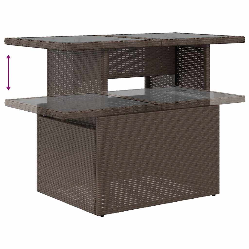 Ensemble de canapé de jardin 9 pc - Marron et crème Polyrotin
