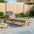Chaise longue avec coussin - Teck Solide