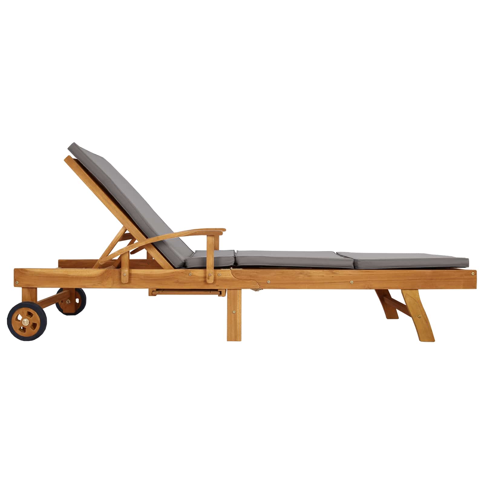 Chaise longue avec coussin - Teck Solide