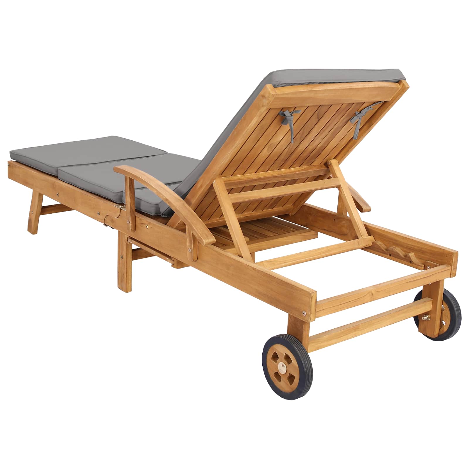 Chaise longue avec coussin - Teck Solide