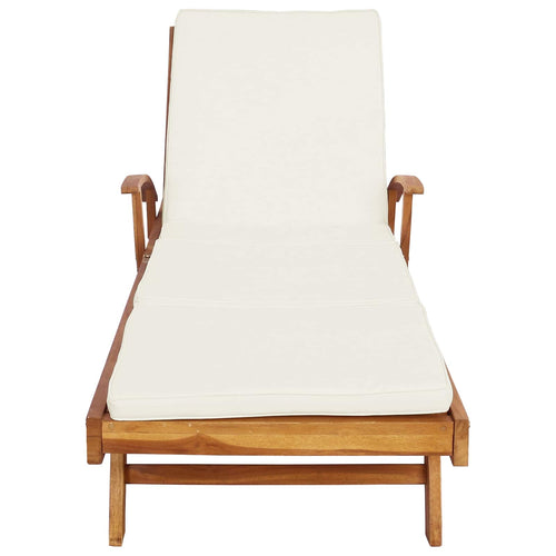 Chaise longue avec coussin - Teck Solide