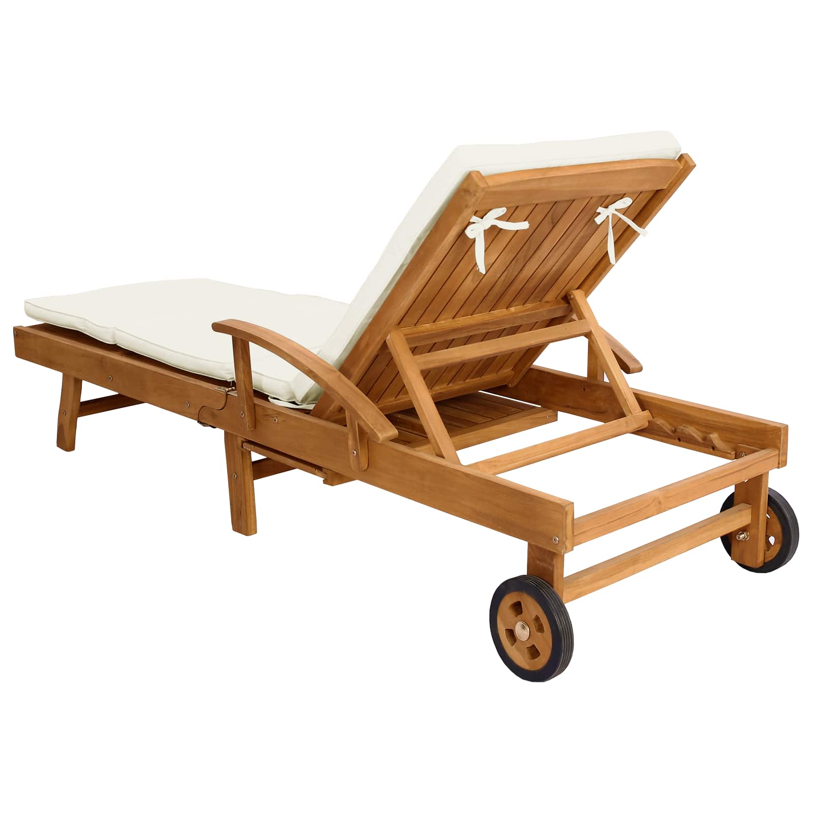 Chaise longue avec coussin - Teck Solide