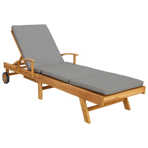 vidaXL Chaise longue avec coussin Teck Solide