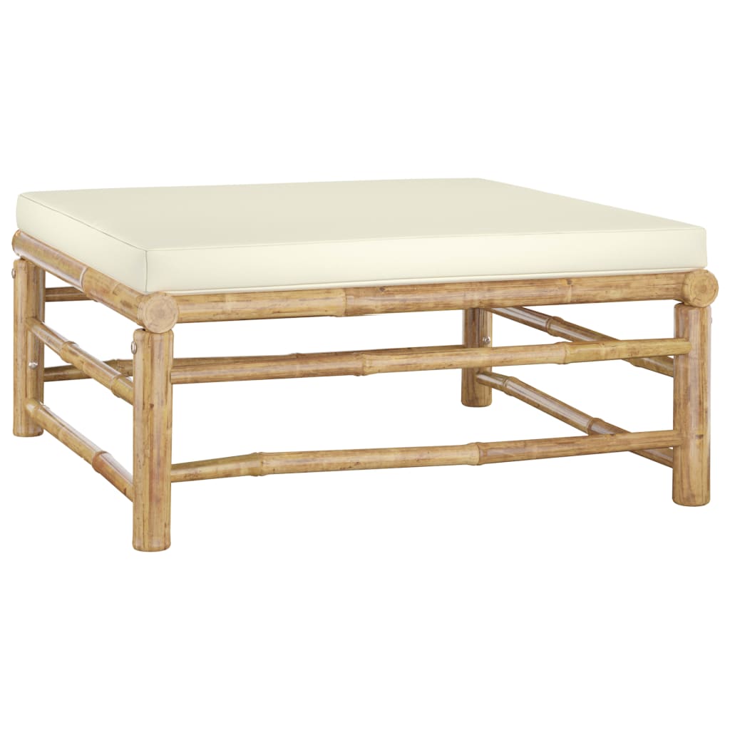 Salon de jardin 5 pcs avec coussins - Blanc crème Bambou
