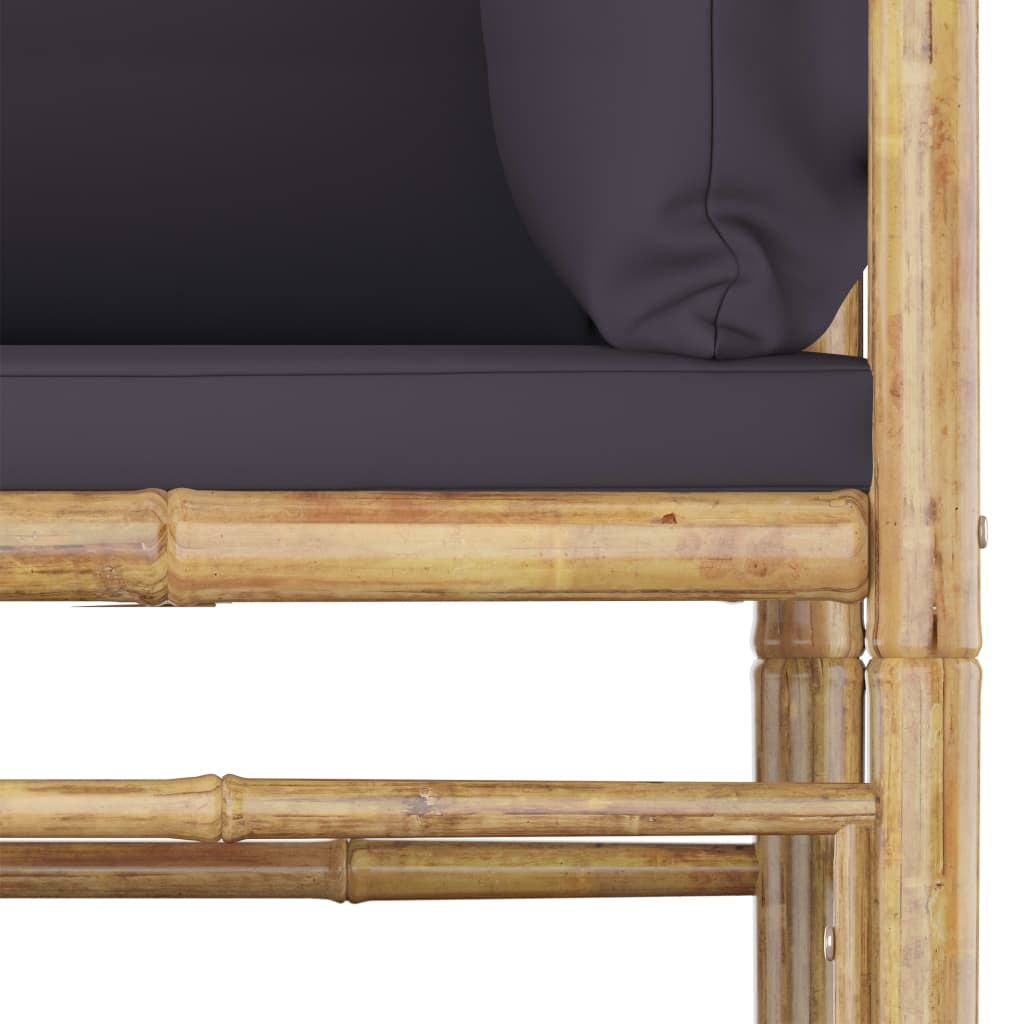 Salon de jardin 5 pcs avec coussins - Gris foncé Bambou