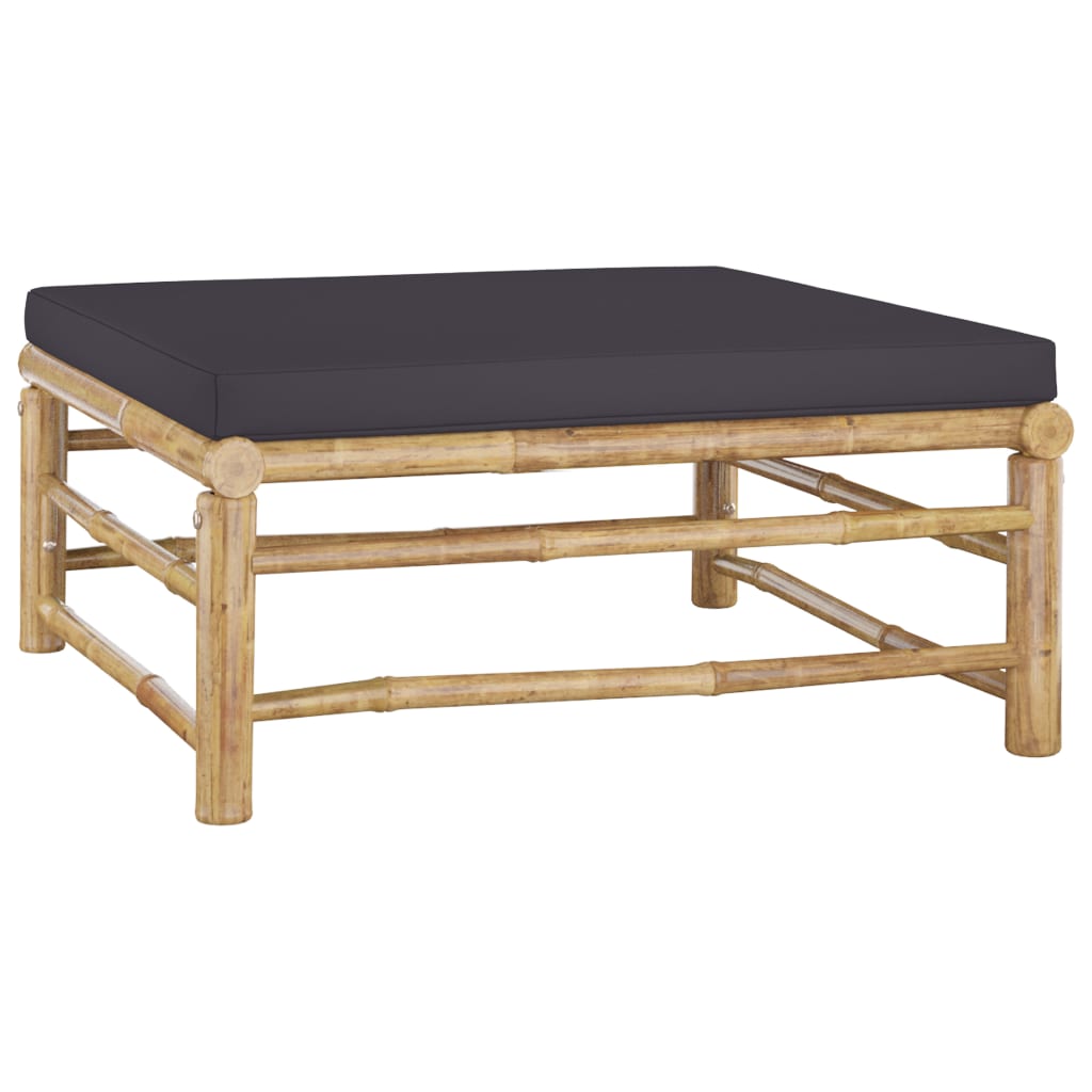 Salon de jardin 5 pcs avec coussins - Gris foncé Bambou